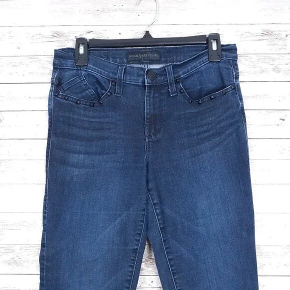 Rock & Republic Womens Jeans Sz 8 Kasandra Bootcut Rivets 836 - Picture 2 of 7